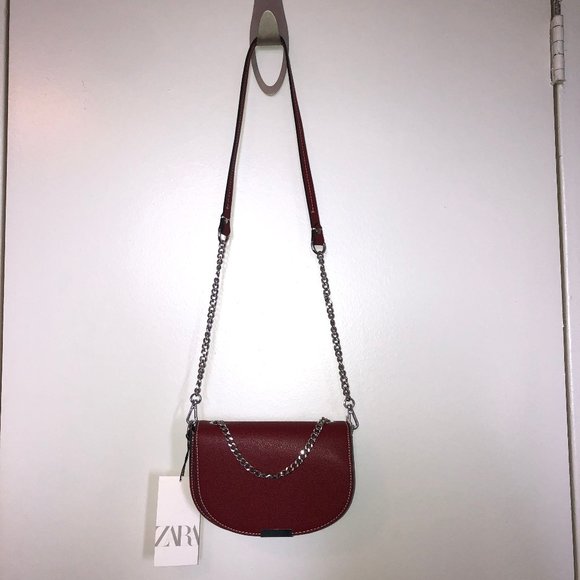 Zara Oval Burgundy Messenger Bag NWT - Picture 3 of 3